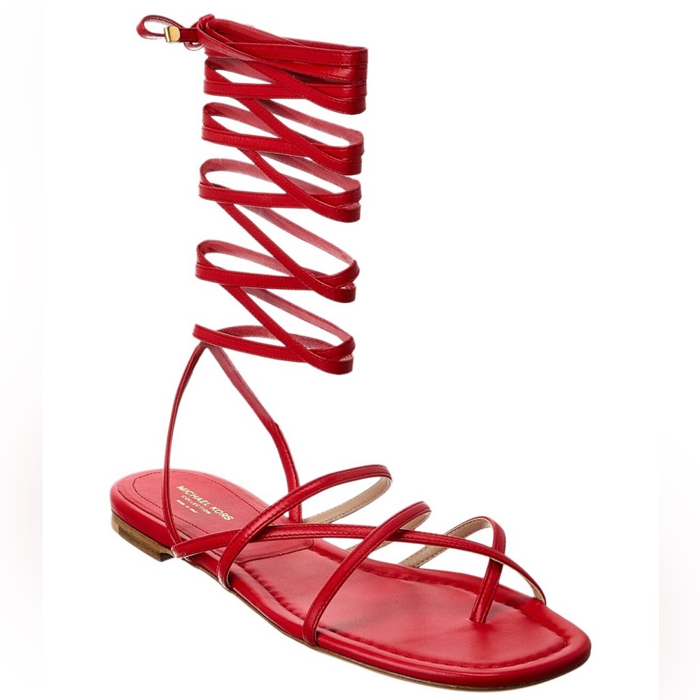 NWT + Box Michael Kors Jade Runway Sandals (Red)